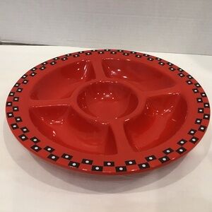 BBQ Serving Tray Divided Platter Chip & Dip Party Tray Celebrating Home Red 11”